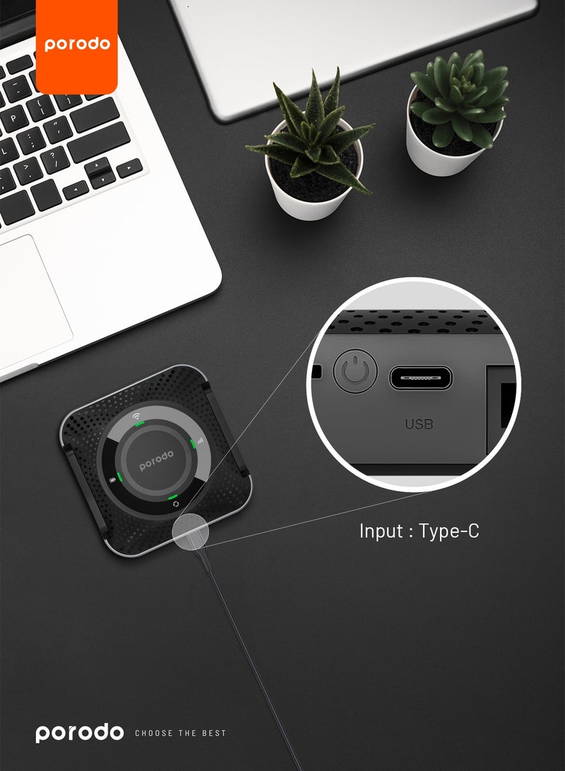 porodo Portable Wi-Fi Router / CPE MiFi 3G/4G / 4000mAh / 10 Connected Devices / Travel / 4G / LTE Home & Outdoor Portable Router for Office and Home - Black/Grey - Image 4