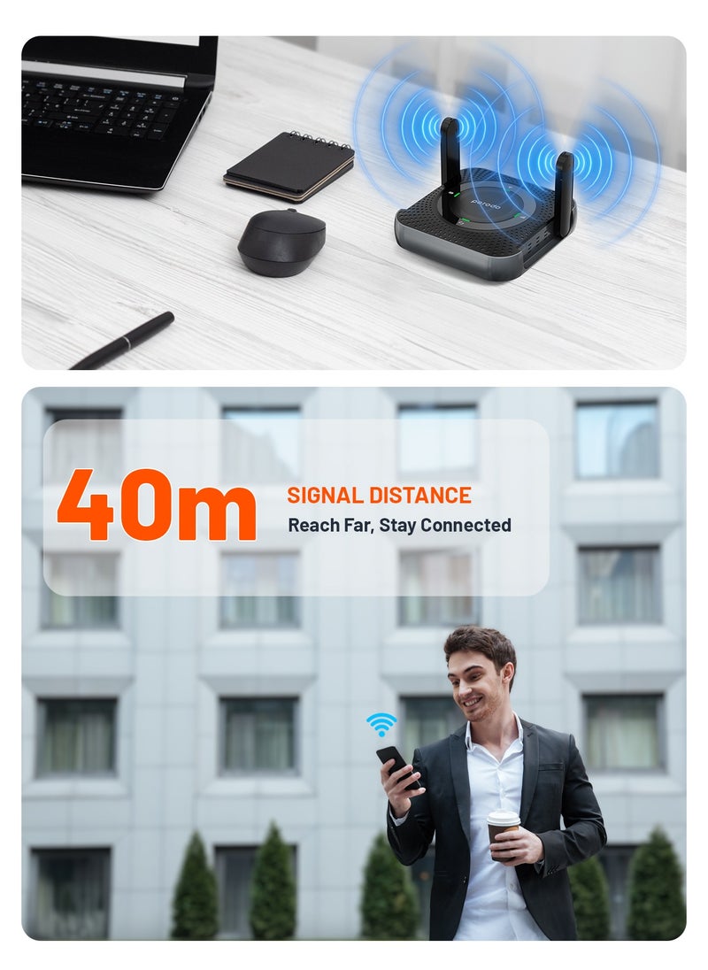 بورودو - جهاز توجيه لاسلكي محمول / جهاز توجيه CPE MiFi 3G/4G / 4000mAh / 10 أجهزة متصلة / جهاز توجيه محمول للسفر / 4G / LTE للمنزل والخارج للمكتب والمنزل - أسود/رمادي - Image 1