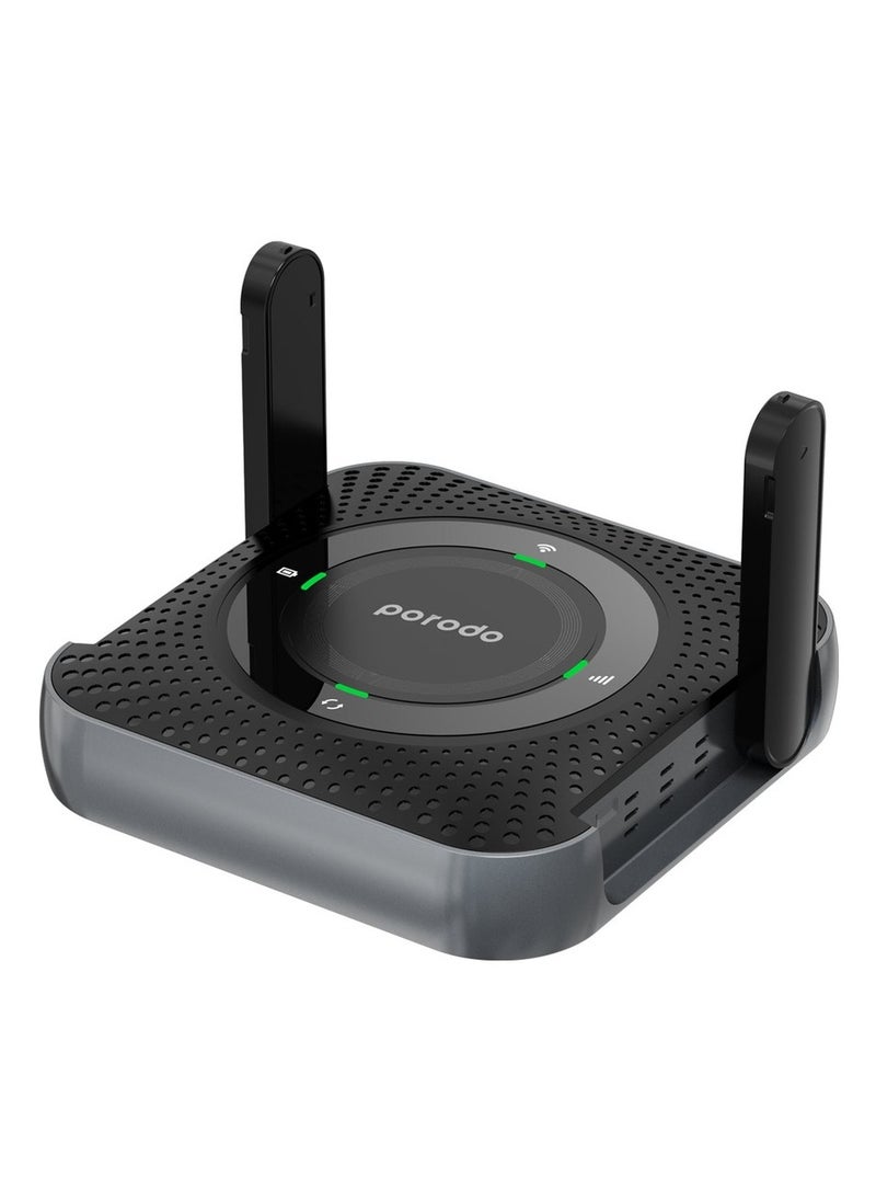 بورودو - جهاز توجيه لاسلكي محمول / جهاز توجيه CPE MiFi 3G/4G / 4000mAh / 10 أجهزة متصلة / جهاز توجيه محمول للسفر / 4G / LTE للمنزل والخارج للمكتب والمنزل - أسود/رمادي - Image 1