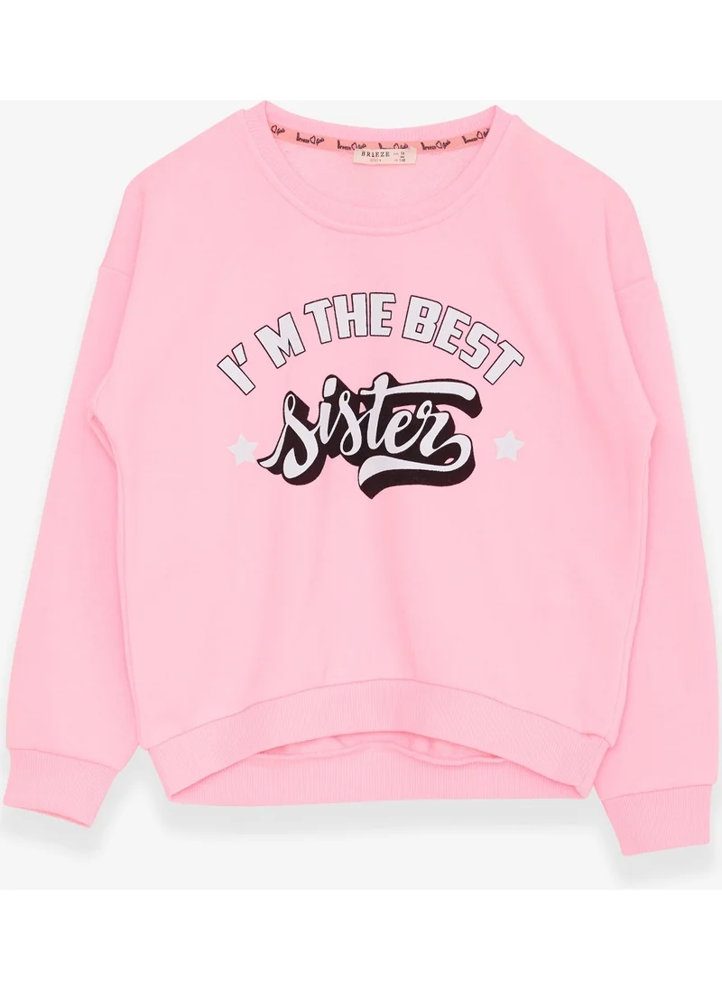 Breeze Girl's Sweatshirt with Text Printed, Age 9-14, Neon Pink