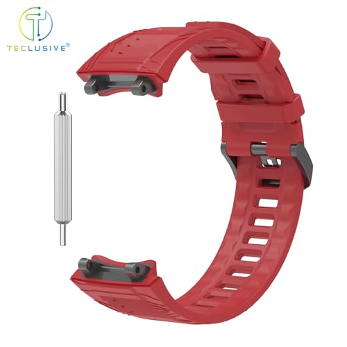 T TECLUSIVE Soft Silicone Strap Band Compatible with Amazfit T-Rex 3 | Adjustable Silicone Rubber Band with Installation Tool for T Rex 3 (Red) - Image 4