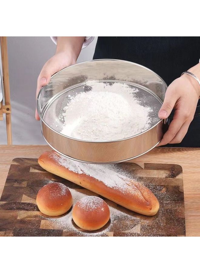 Flour Sieve Sieve Ultra-fine Filter Screen Household Stainless Steel Screen Baking Tool Handheld 60 Mesh Powder Sifter-Specifications:60 Days Thinner - White Noodles Insect/baked Flour-Color:Diameter 24.9cm [large Size - With Hanging Ring]  - Image 5