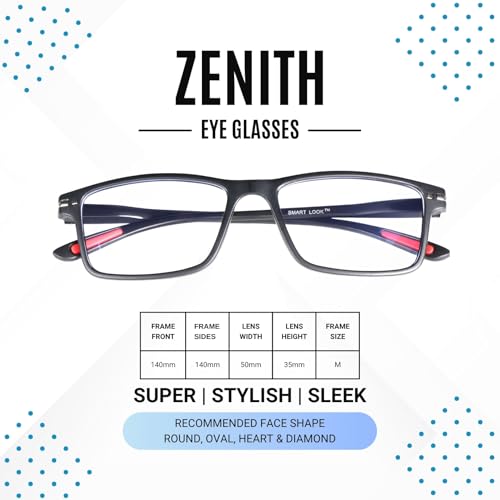 AEC Zenith Rectangular Reading Glasses | Modern Frame with BlueRazr Blue Light Blocking Lenses | Sleek Unisex Readers for Men & Women (Black, +2.50) - Image 2