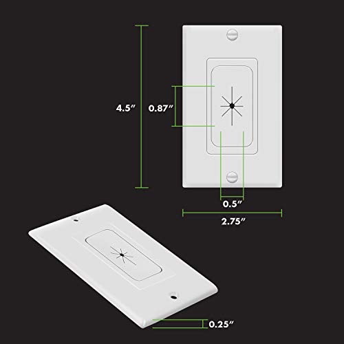 TOPGREENER Flexible Rubber Wall Grommet Insert with Decorator Wall Plate, Pass Through Plate for Low-Voltage Cables, Size 1-Gang 4.50" x 2.75," Polycarbonate Thermoplastic, TG8901-2PCS, White, 2 Pack - Image 2