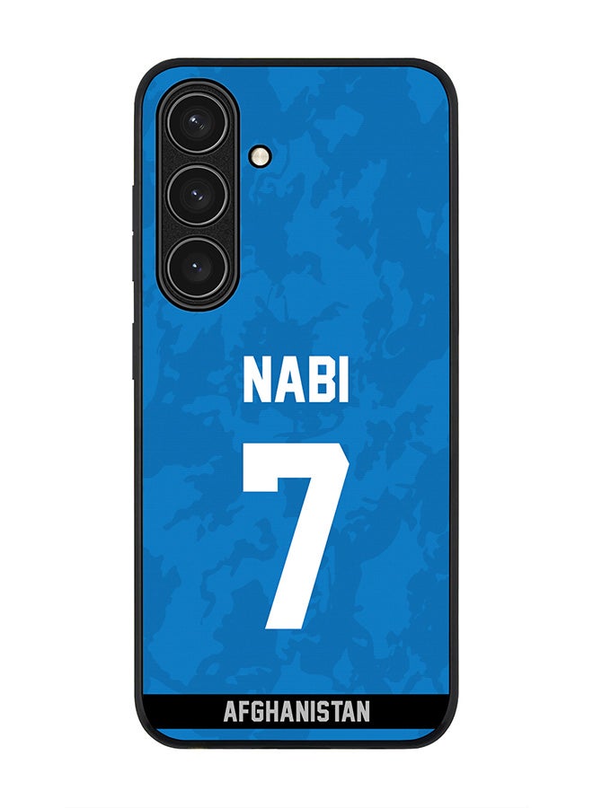 Stylizedd Rugged Black edge case for Samsung Galaxy S24 FE, Slim fit Case Flexible Anti Drop TPU Gel Thin Cover - Team Afghanistan Mohammad Nabi, Jersey No 7 - Image 1