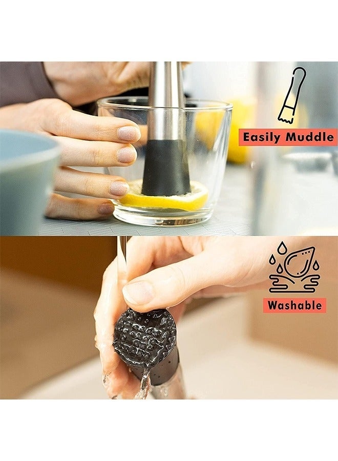 Bukela "Stainless Steel Ice Crusher & Lemon Press Tool - Heavy-Duty Fruit Muddler, Juice Smasher, Shaker Cup Accessories for Smoothies, Drinks, and Cold Beverages" - Image 4