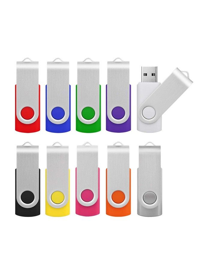 Kootion 16Gb Flash Drive 16Gb Usb Flash Drive 10 Pack Thumb Drive Memory Stick Swivel Jump Drive Keychain Design Mixcolored  - Image 1