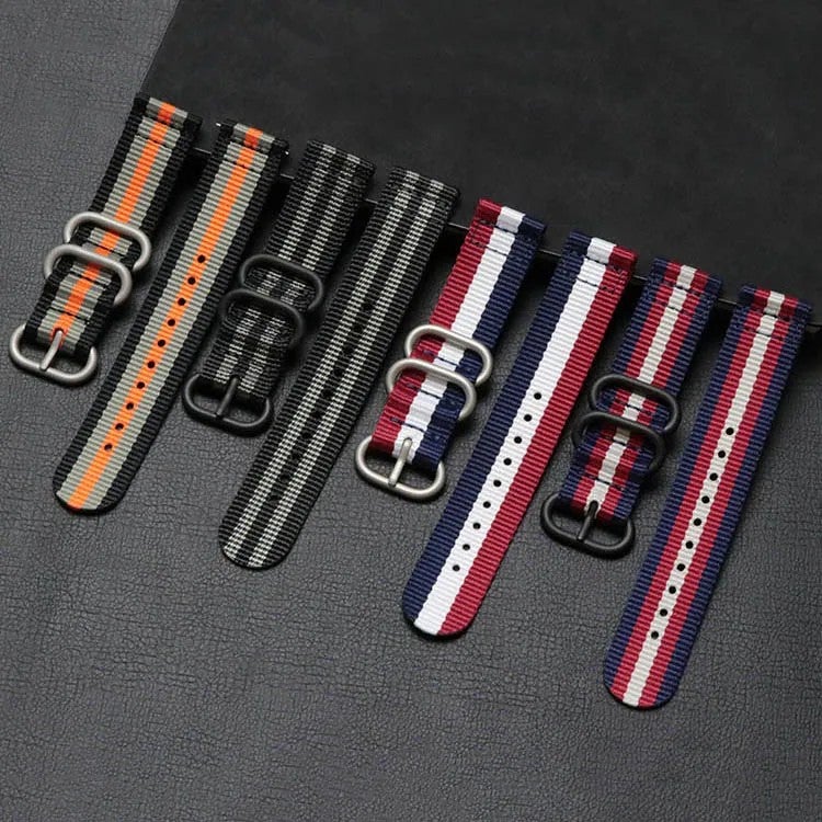 Bluejw Premium Woven Nylon Watch Strap Replacement - Durable Sport Striped Wristband for Men's Watches - Image 2