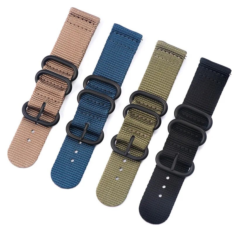 Bluejw Premium Woven Nylon Watch Strap Replacement - Durable Sport Striped Wristband for Men's Watches - Image 4