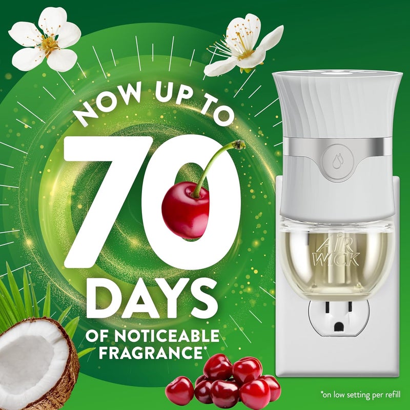 Air Wick عبوة إعادة تعبئة زيت معطر، مشبعة بالزيوت الأساسية، معطرات جو قابلة للتوصيل للمنزل، ملاذ الجنة، 4 قطع - Image 2