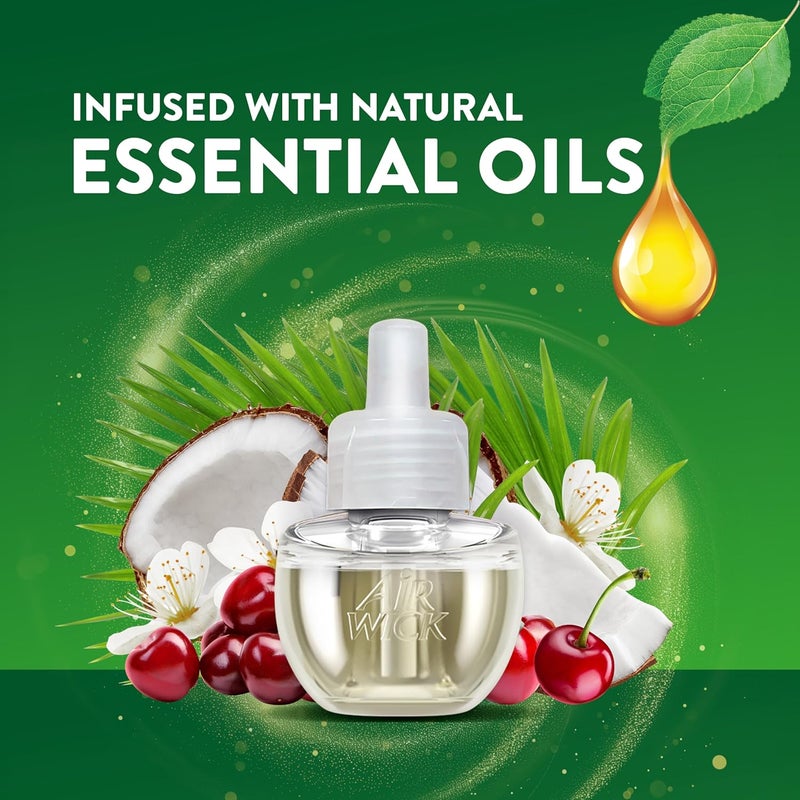 Air Wick عبوة إعادة تعبئة زيت معطر، مشبعة بالزيوت الأساسية، معطرات جو قابلة للتوصيل للمنزل، ملاذ الجنة، 4 قطع - Image 3