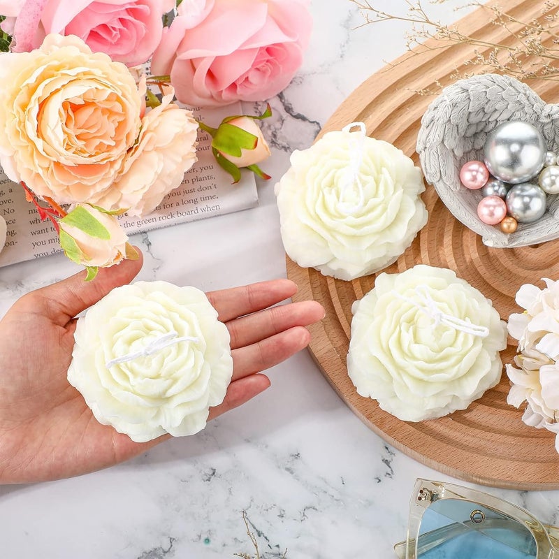 Roowest 3 Pcs Flower Shape Trendy Candles Floral Shaped Aesthetic Candle Soy Wax Cool Candles Handmade Minimalism Candles Decorative Candles for Home Spa Yoga Birthday Decor Wedding Party Gift Art, White - Image 4