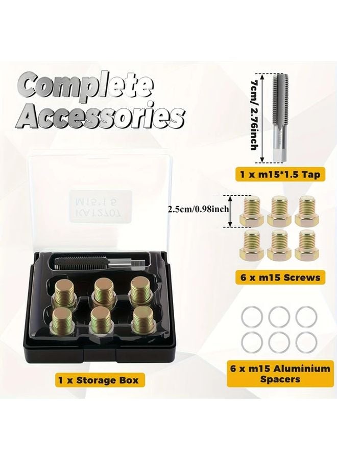 Golden M15x1 5mm مجموعة إصلاح سدادة تصريف الزيت مع حلقات تبطين الألومنيوم - Image 2