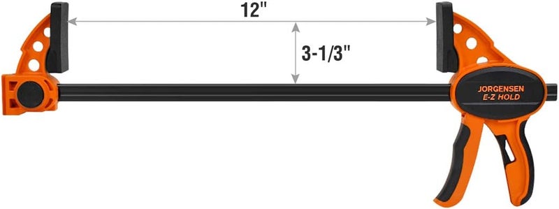 Jorgensen 2-pack Ratchet Bar Clamps Set, Medium Duty, 12-inch One Hand Clamp, E-Z Hold Expandable Spreader - Image 2