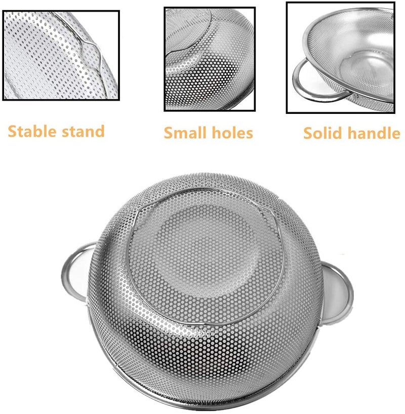 AMULAKH Rice Fruits Vegetable Basket Noodles Pasta Washing Bowl and Strainer for Storing and Straining Washing Bowl Drainer Colander Mixing BowlSteamerRice StrainerWasher Stainless Steel - Image 4
