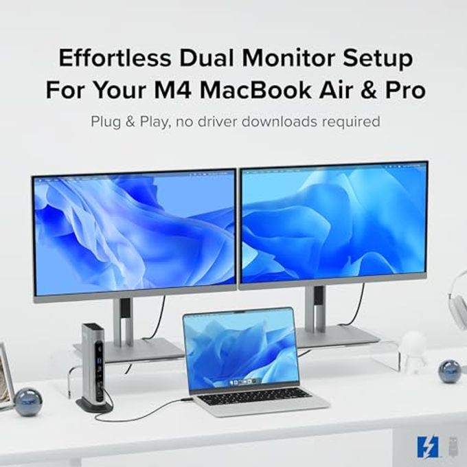 Plugable 16-In-1 Thunderbolt 4 Dock  Dual 4K Monitors For M4 Macbook Air/Pro, 100W Charging, 2X Hdmi, 2X Displayport, 2.5G Ethernet, 7X Usb, Microsd/Sd Card Reader, Audio, Windows & Usb4 Compatible - Image 3