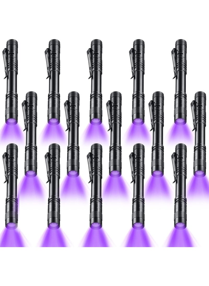 Macarrie Macarrie 15 Pcs UV Light Flashlight Mini Pen Lights Handheld Flashlights Pocket Compact Torch for Leak and Hotel Inspection Pet Urine Stain Dye DetectorPurple  - Image 1