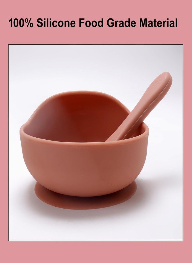 Sparkle Joy Baby Feeding Set, Silicone Tableware Kit for Baby, Bowl, Fork, Spoon, Suction Plate & Tumbler for Baby (Dusty Pink) (Peach) - Image 5