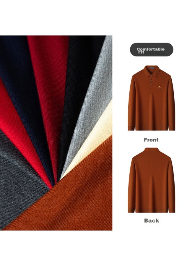 Montagut New Year Greeting Men's Knit Sweater With Mulberry Silk And Wool, Casual Pullover, Wine Red , XL - Image 3