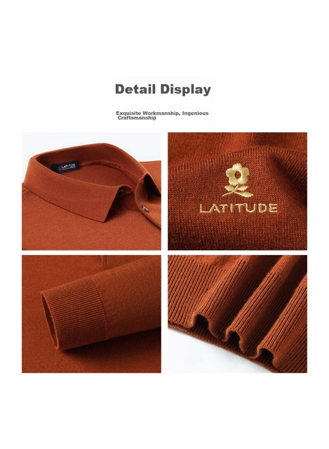 Montagut New Year Greeting Men's Knit Sweater With Mulberry Silk And Wool, Casual Pullover, Wine Red , XL - Image 5