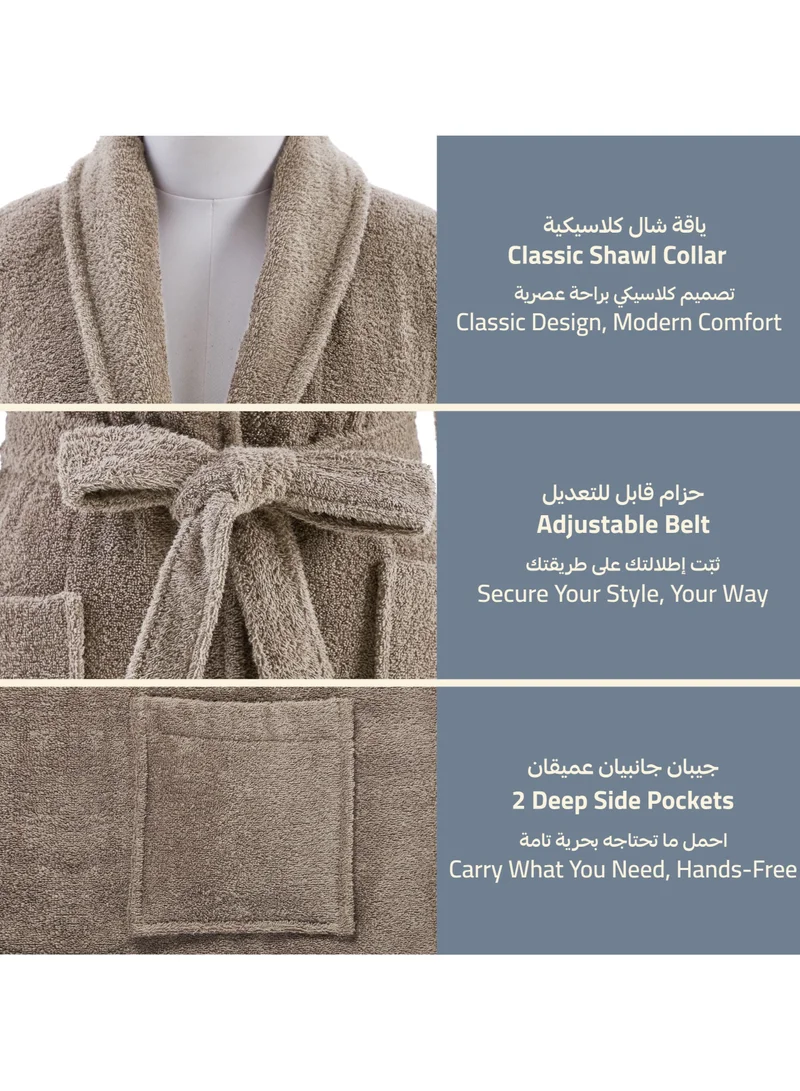 Donetella Unisex 100% Cotton Terry Bathrobe Small & Medium Size, 400 GSM, Luxurious & Absorbent, Ankle-Length with Shawl Collar & Pockets
