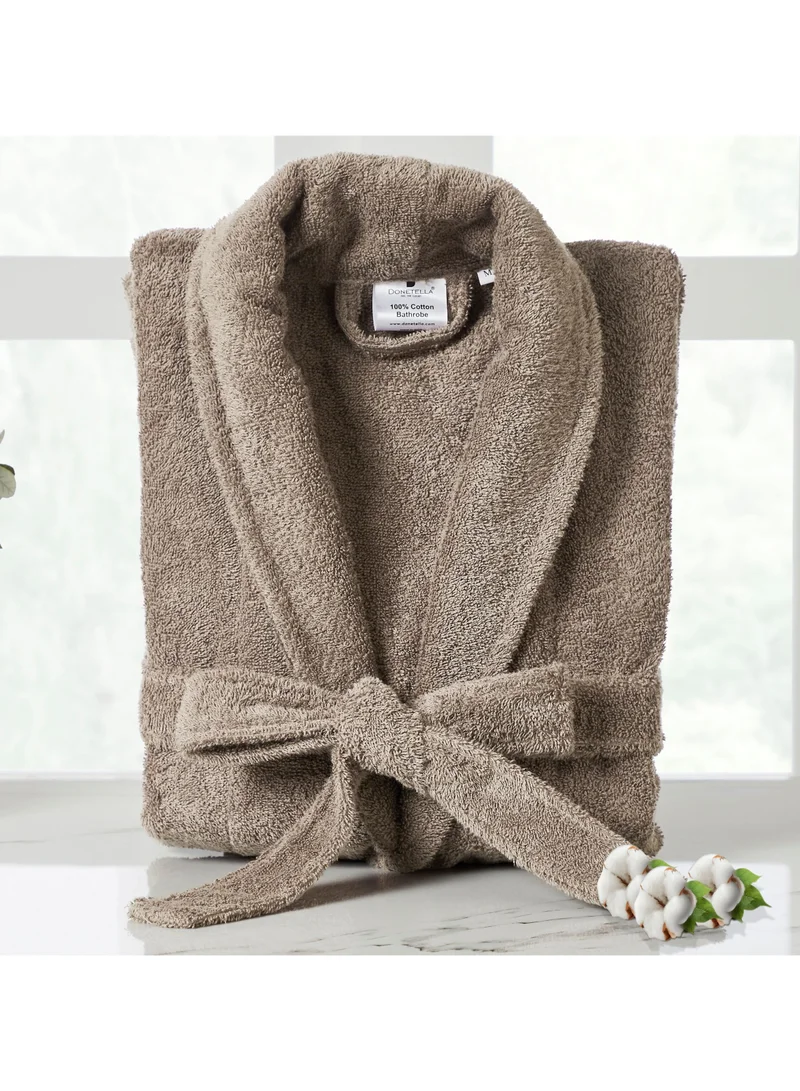 Donetella Unisex 100% Cotton Terry Bathrobe Small & Medium Size, 400 GSM, Luxurious & Absorbent, Ankle-Length with Shawl Collar & Pockets