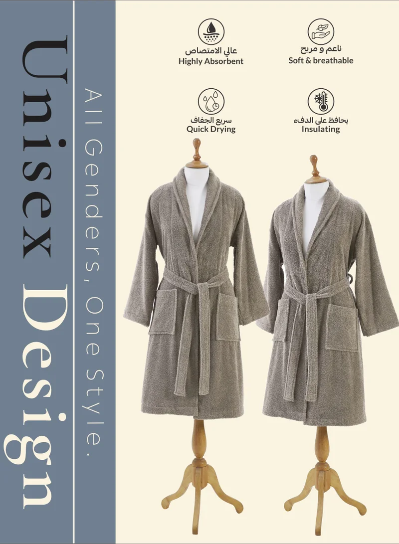 Donetella brown Unisex 100% Cotton Terry Bathrobe Small & Medium Size, 400 GSM, Luxurious & Absorbent, Ankle-Length with Shawl Collar & Pockets  | Best Price UAE