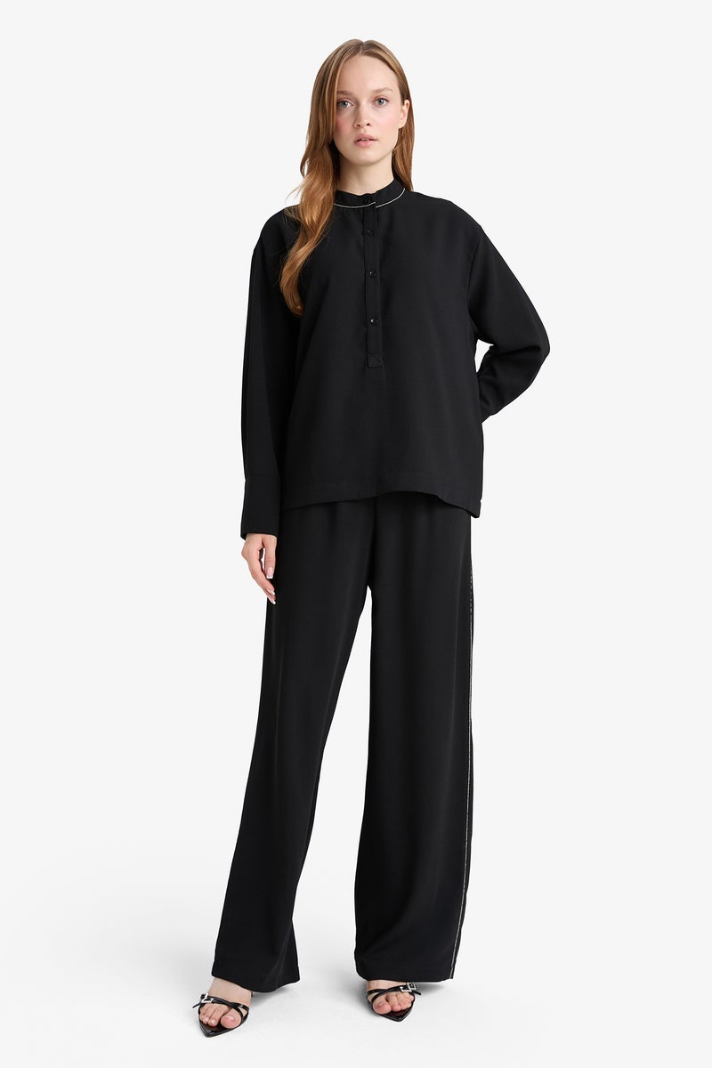DeFacto Black Woman Relax Fit Crepe Long Sleeve Tunic Casual - Image 2