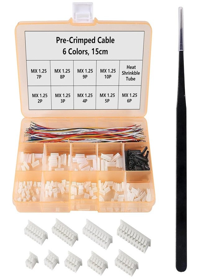 ACEIRMC 1.25mm Connectors Plug Kit 1.25mm Pitch Connectors and Pre-Crimped Cables Compatible with JST Molex PicoBlade 1.25mm 15cm Pre-Crimped Cable Wire - Image 1