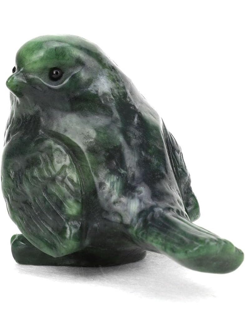 gemshan GemsHan Jade Bird Statue  Carved Animal Decor Jade Stone Birds Decorative Ornaments for Garden Living Room Bedroom Office Desktop  - Image 1