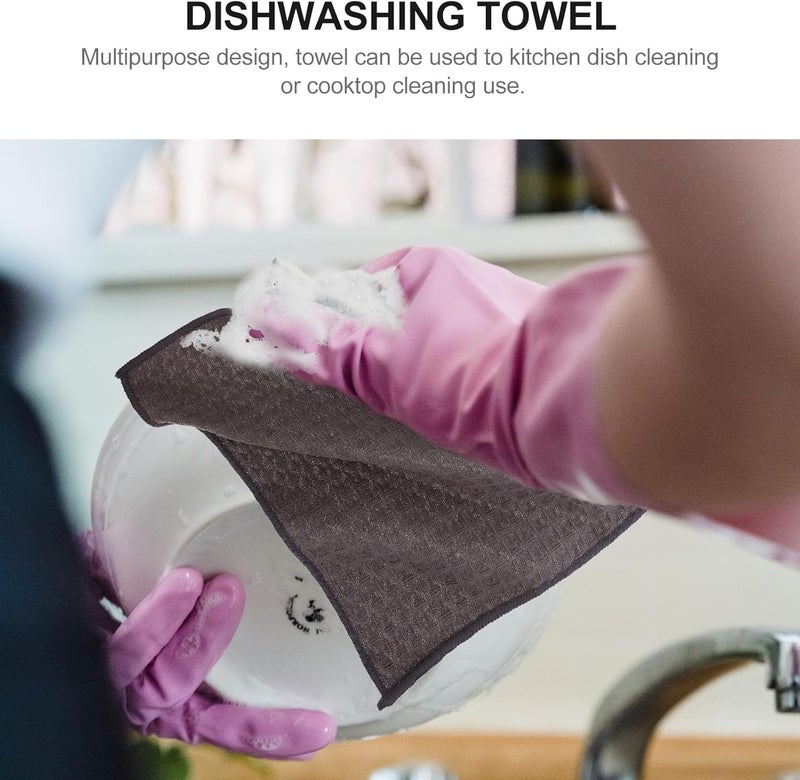 Zerodeko 6pcs Waffle Weave Dish Towels Kitchen Dishcloths Ultra Absorbent Reusable Cotton Blend Cleaning Cloths for Washing Dishes and Cutlery - Image 3
