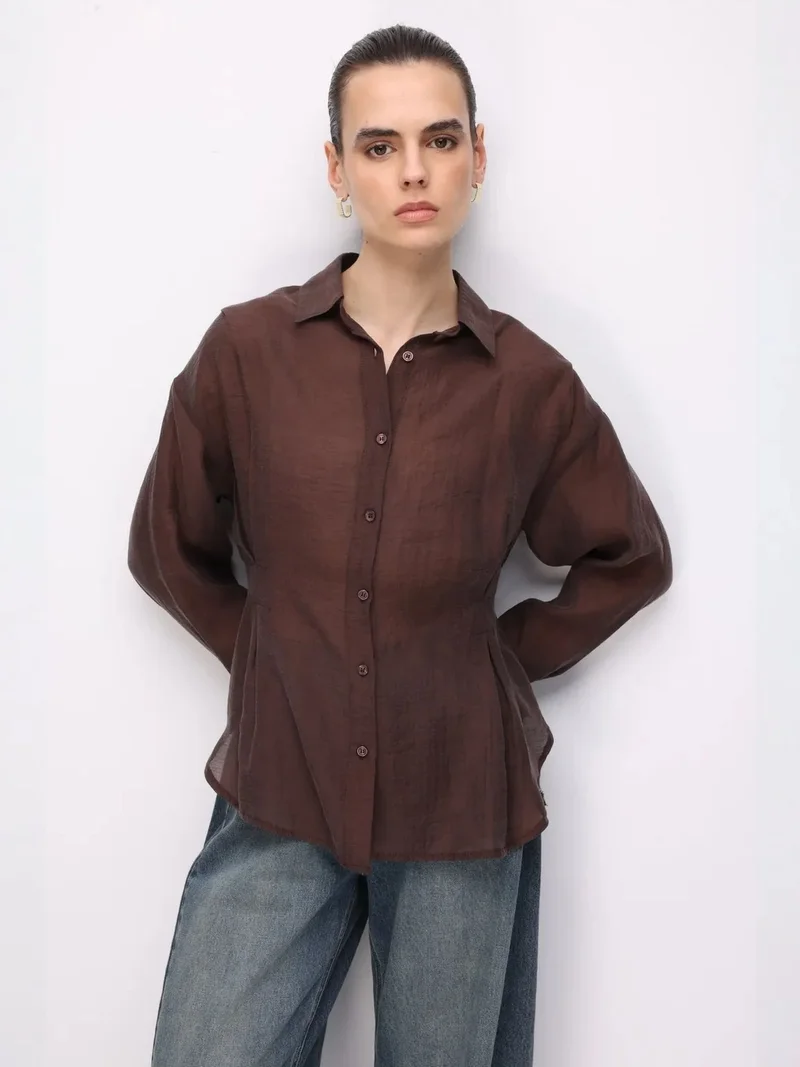ميكسراي MIXRAY Fitted Textured Button-Up Shirt