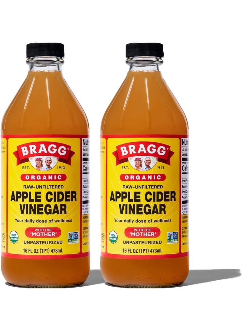 براج خل التفاح العضوي خام وغير مفلتر 473 مل × 2 - Image 1