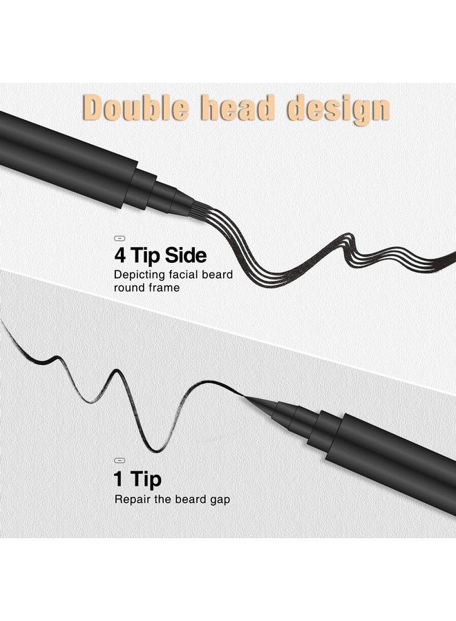 MISICH Beard Pencil Filler For Man Water Proof Beard Pen And Beard Brush Long Lasting Coverage Natural Finish Male Mustache Repair Shape Effective Enhance Facial Hair （Black） - Image 4