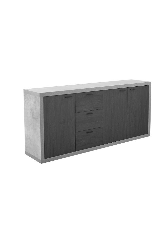 DANUBE HOME Pletora Buffet Cabinet Strong And Sturdy Kitchen Organiser Rack Modern Design Buffet Cabinet Side Board For Dining Room Bar Kitchen L200xW45xH88cm - Cement Grey/Dark Oak  - Image 3
