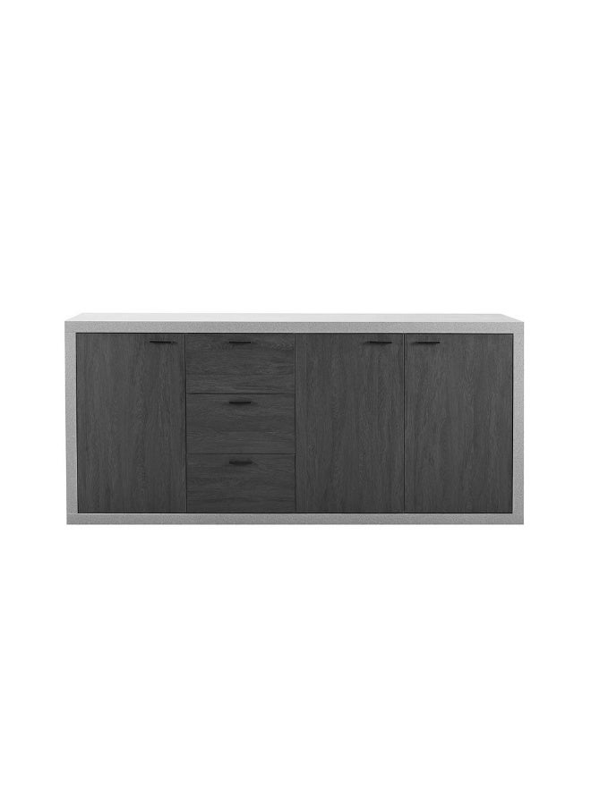 DANUBE HOME Pletora Buffet Cabinet Strong And Sturdy Kitchen Organiser Rack Modern Design Buffet Cabinet Side Board For Dining Room Bar Kitchen L200xW45xH88cm - Cement Grey/Dark Oak  - Image 2