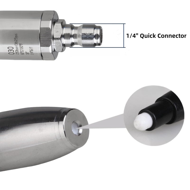 KZU Turbo Nozzle Pressure Washer Tip, SUS 304 Stainless Steel Power Washer Turbo Spray Nozzle with 1/4" Quick Connector for Pressure Washer Surface Cleaner, 3600 PSI 360Â° Rotating 3.0 Orifice 4.0 GPM - Image 3