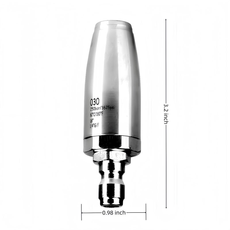 KZU Turbo Nozzle Pressure Washer Tip, SUS 304 Stainless Steel Power Washer Turbo Spray Nozzle with 1/4" Quick Connector for Pressure Washer Surface Cleaner, 3600 PSI 360Â° Rotating 3.0 Orifice 4.0 GPM - Image 4