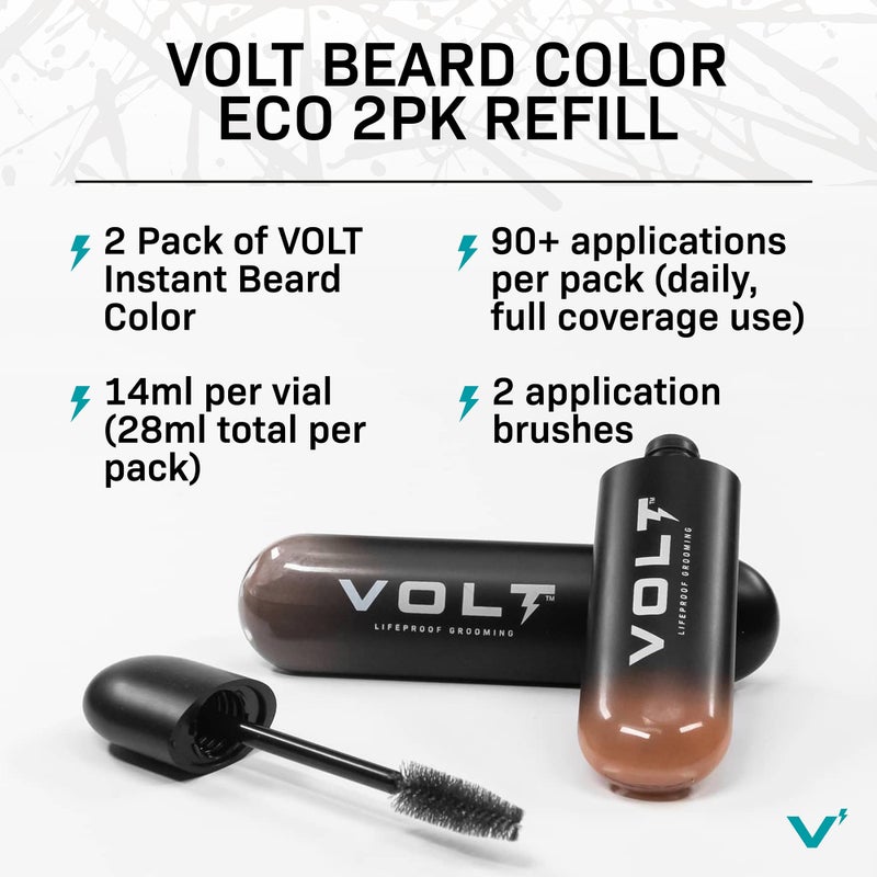VOLT Grooming Temporary Instant Beard Color ECO 2 Pack Refill - Quick Drying Plant Based Hypoallergenic Brush on Color for Beards, Mustaches, and Eyebrows, Ash (Gray/Brown) - Image 5
