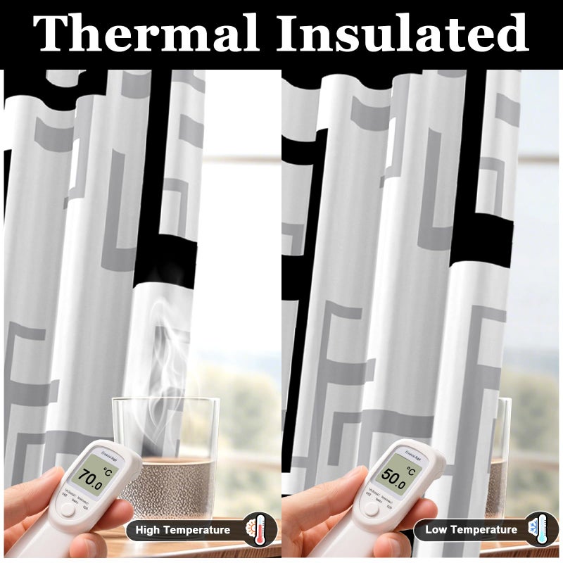 weesire Modern Blackout Curtains for Bedroom Living Room 2 Panels 100% Blackout Black and White Pattern Curtains Abstract Curtains, 52x84 Inches - Image 5