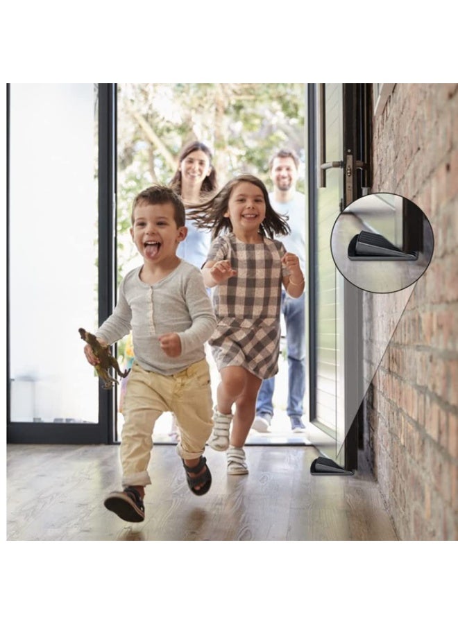 3-Piece Rubber Door Stopper Suitable For Flooring, Door Stopper Wedge Suitable For Heavy-Duty Doors, Black - Image 5