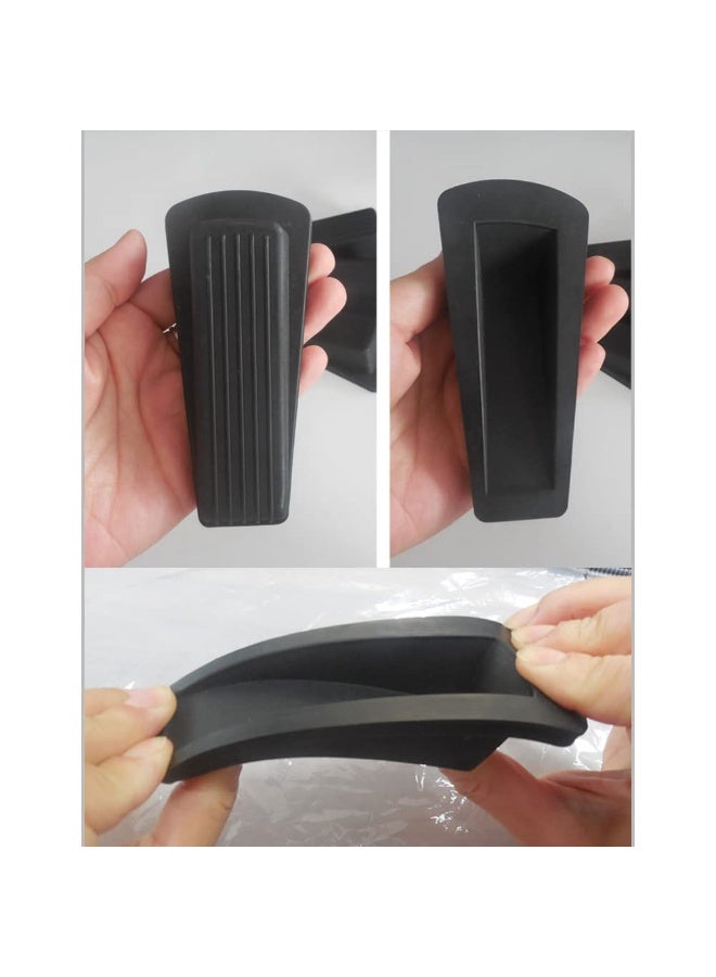 3-Piece Rubber Door Stopper Suitable For Flooring, Door Stopper Wedge Suitable For Heavy-Duty Doors, Black - Image 3
