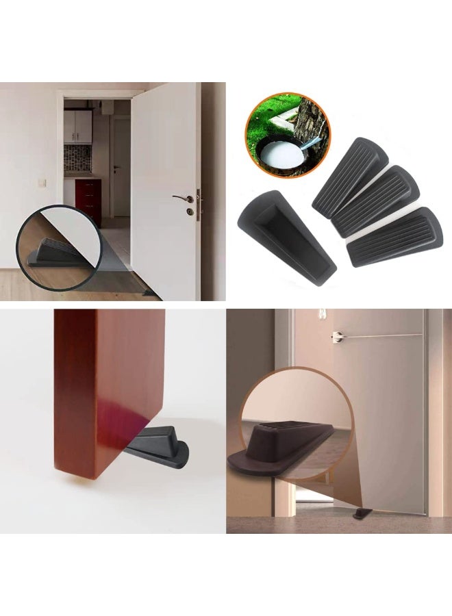 3-Piece Rubber Door Stopper Suitable For Flooring, Door Stopper Wedge Suitable For Heavy-Duty Doors, Black - Image 4