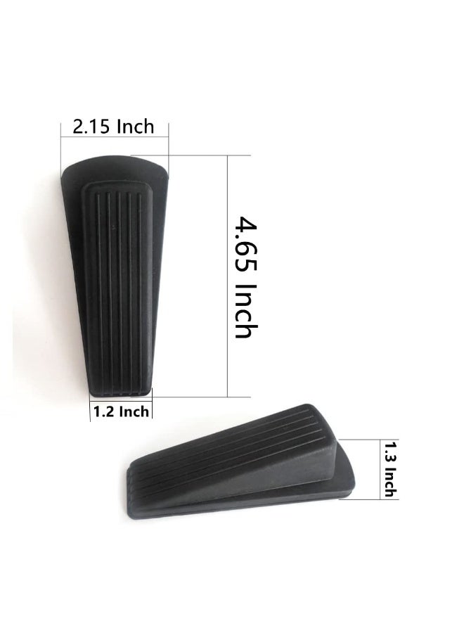 3-Piece Rubber Door Stopper Suitable For Flooring, Door Stopper Wedge Suitable For Heavy-Duty Doors, Black - Image 2