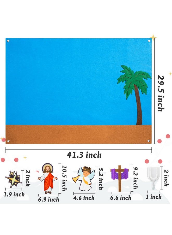 WATINC 42Pcs Easter Jesus Crucifixion Resurrection Felt Story Board Set, Storytelling Party Supplies He is Risen Preschool Large Wall Storyboard, Early Learning Play Kit for Toddlers Kids - Image 2