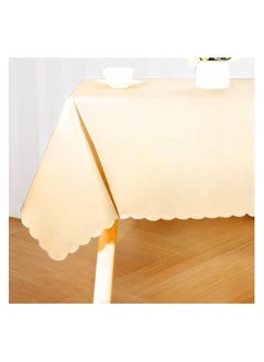 Generic Heavy Duty Vinyl Table Cloth, 152 x 305 cm Waterproof Anti-Scratch Polyester Table Cover, Washable OffWhite Color Fabric for Dining, Parties, Outdoor, Wrinkle Resistant  - Image 1