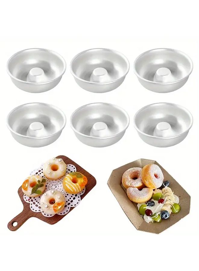6pcs Nonstick Mini Donut Baking Pan Set Anodised Aluminium Round Mold - Image 1