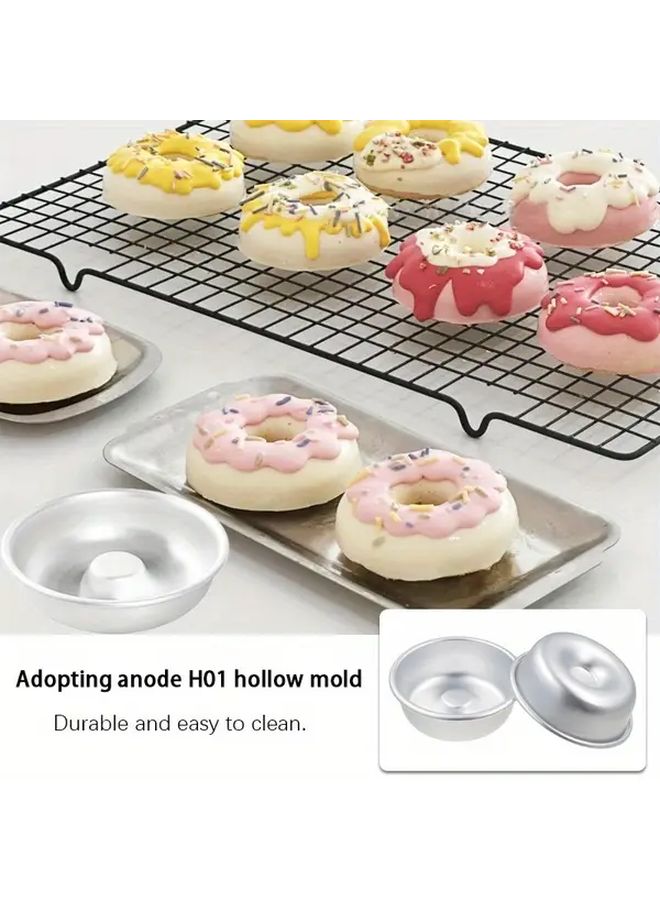 6pcs Nonstick Mini Donut Baking Pan Set Anodised Aluminium Round Mold - Image 4