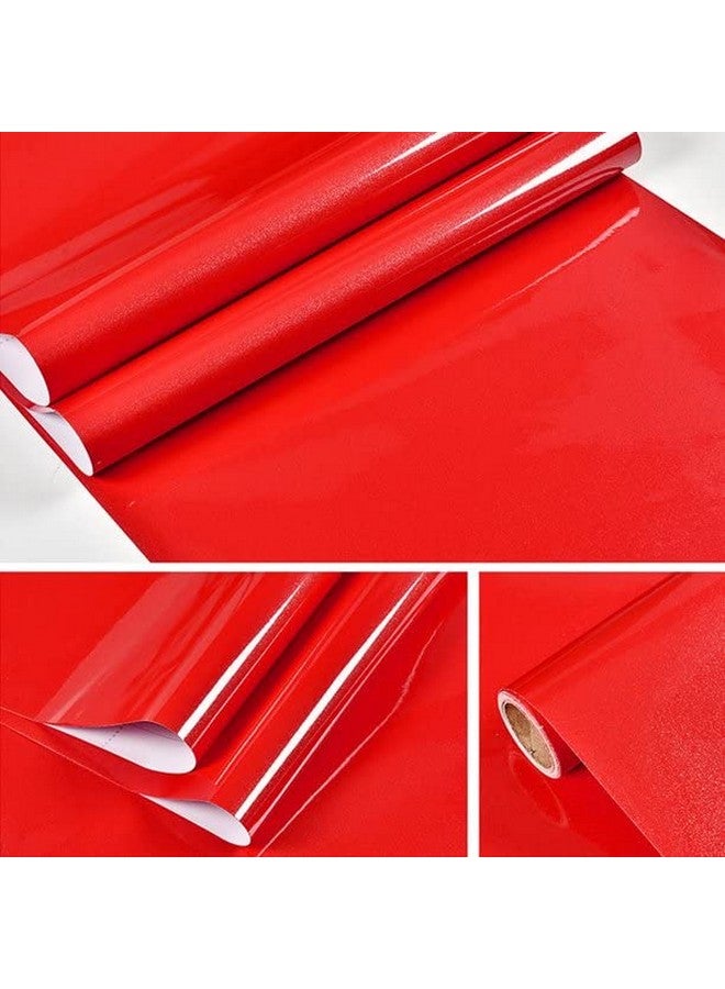 صن بيرد ورق حائط SUNBIRD ذاتي اللصق ملون مزخرف قابل للإزالة من الفينيل قابل للتقشير واللصق ديكور أثاث قديم ورق اتصال مقاوم للماء للمطبخ (18 × 48 بوصة، أحمر) - Image 2