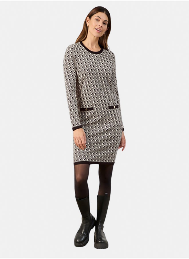 GERRY WEBER Elegant Knitted Dress With A Jacquard Pattern  - Image 1
